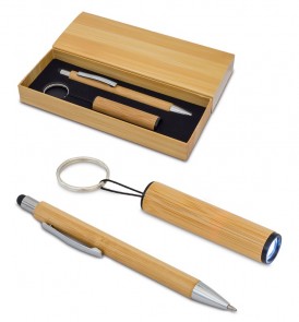 Długopis i latarka z bambusa Pelak