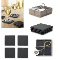 Podkładka pod kubek z łupka, 4 szt.