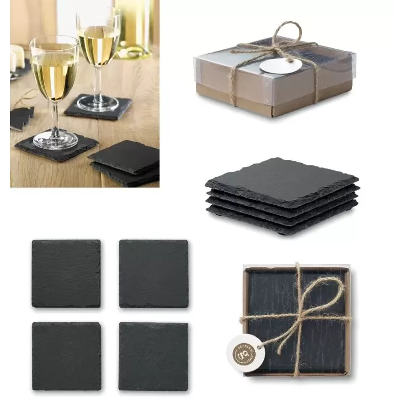 Podkładka pod kubek z łupka, 4 szt.