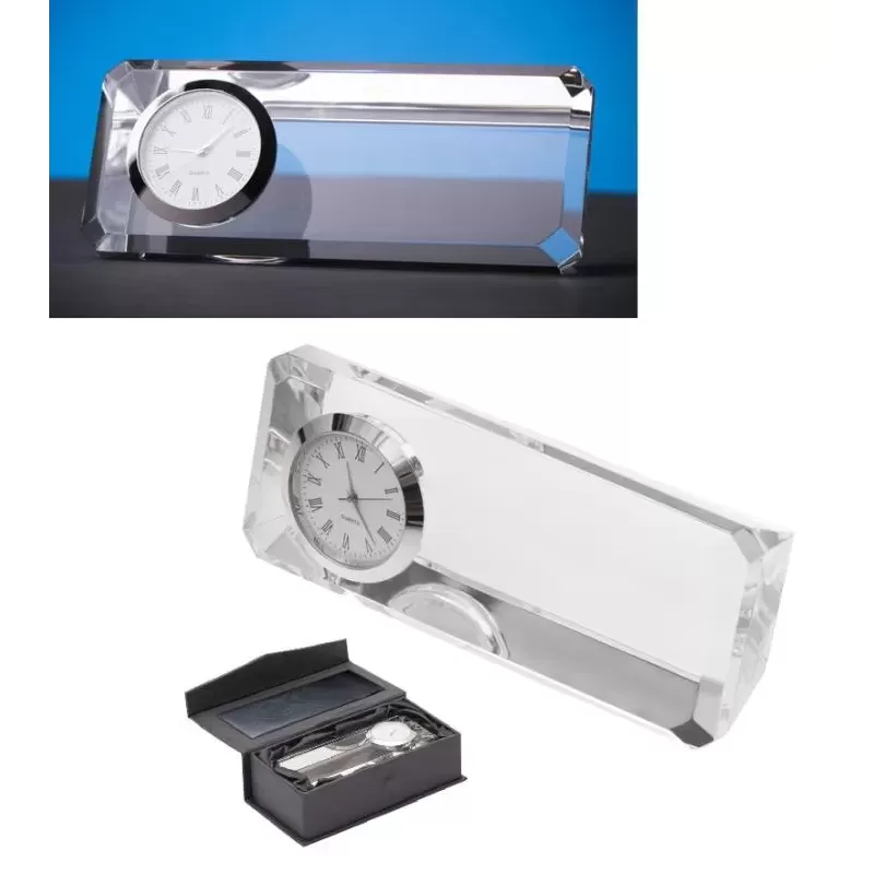 Szklany blok z zegarem Cristalino