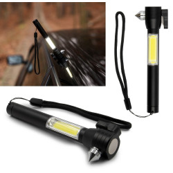 Latarka bezpieczeństwa 1 LED COB, przecinak do pasów, młotek bezpieczeństwa Flint